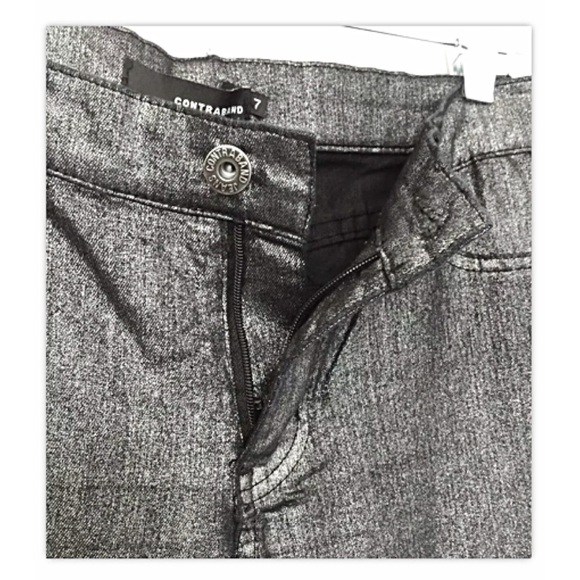 CONTRABAND Sz 7 Skinny Slvr Gray Met Stretch Jeans - Picture 4 of 6